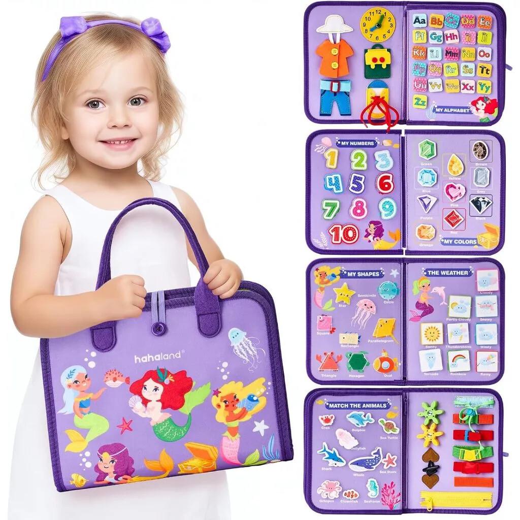 

Baby Busy Board Early Educational Toys Toddlers Montessori Busy Book Activity Skills Learning Board Sensory Development Toys фіолетовий