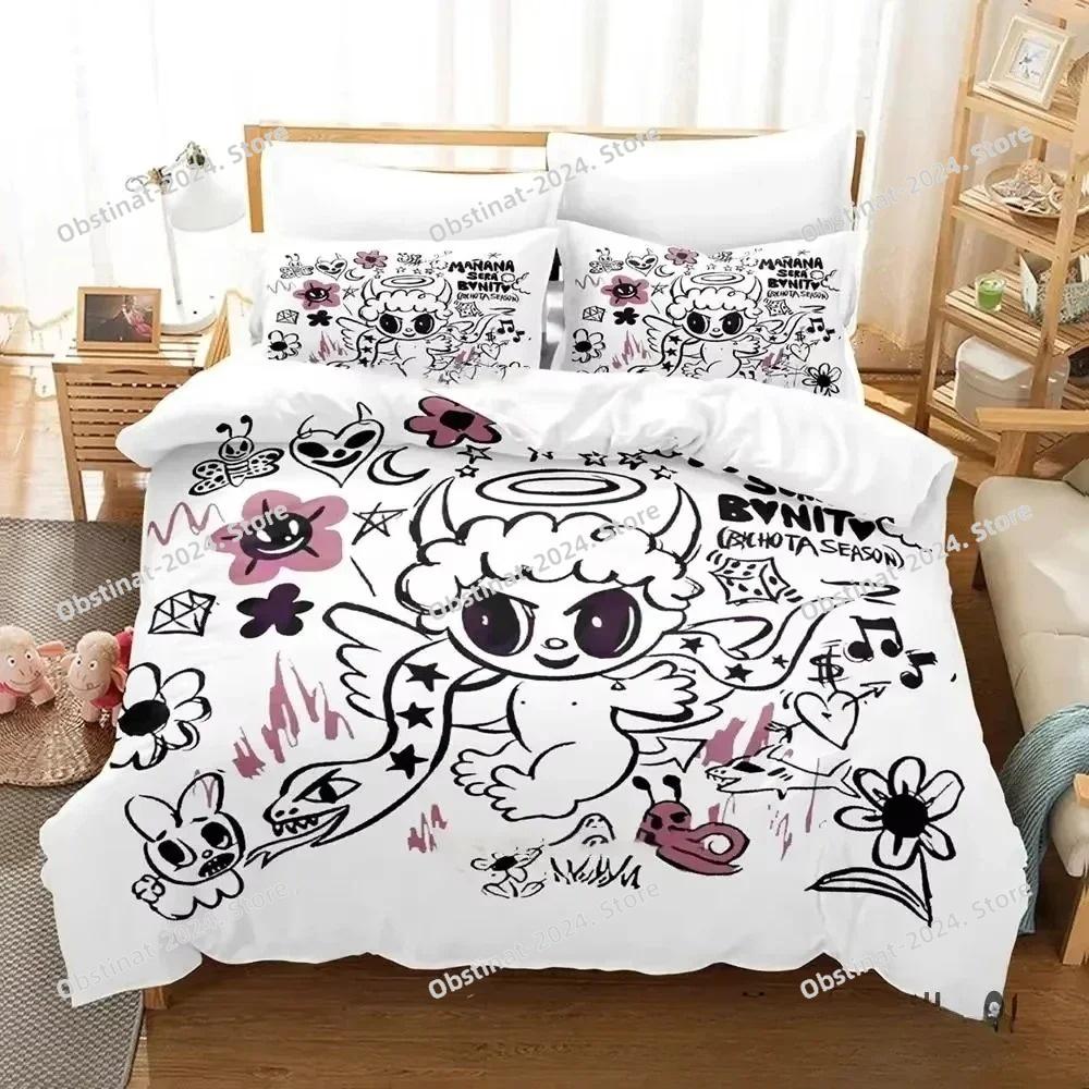 Karol G Manana Sera Bonito Bichota Bedding Set Printed Duvet Cover Sheet Pillowcase Bed Soft Quilt Cover Full Queen King Size