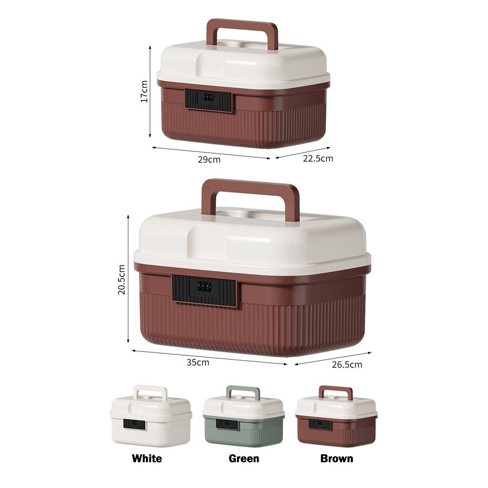 Household Lockable Password Lock Safe Box Large Capacity Two Layers Storage Bin Thickened Portable Lockbox for Home Office