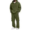 Men's Casual Zip-Up Hoodie and Elastic Waist Cargo Pants Two-Piece Track Suit Set