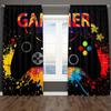 2 Panels Gamer Curtains for Bedroom Rod Pocket Video Game Gaming Graffiti Gamepad Controller for Residential Space Space Decor Window
