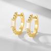 S925 Pure Silver Simple Design Square Zircon Buckles Earrings 14K Gold Plated Diamond-encrusted Huggie Hoop Earrings for Women