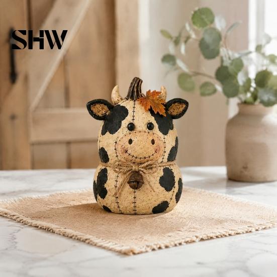Thanksgiving Home Decor Ornaments Rustic Farmhouse Felt Animal Ornaments, Cute Cow/Pumpkin/Rooster Figurines, Decorative Handmade Animals Fall