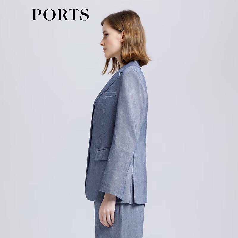 PORTS Women's Spring/Summer One-Button Denim Texture Blazer