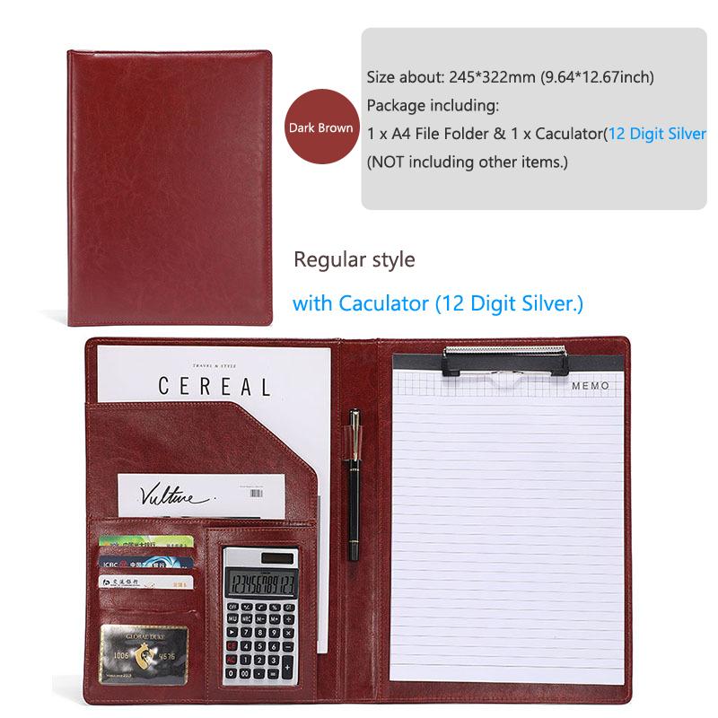 A4 Padfolio Man PU Padfolio File Folder Portfolio Business Document Holder Metal Clipboard Pad Document Organizer Holder Office