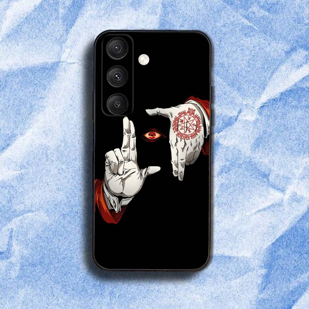 

A-HELLSING-ES Phone Case For Samsung S 25,24,23,22,30,21,10,9,Ultra,Plus,Lite,FE,4,5G Black Soft Case samsungS25