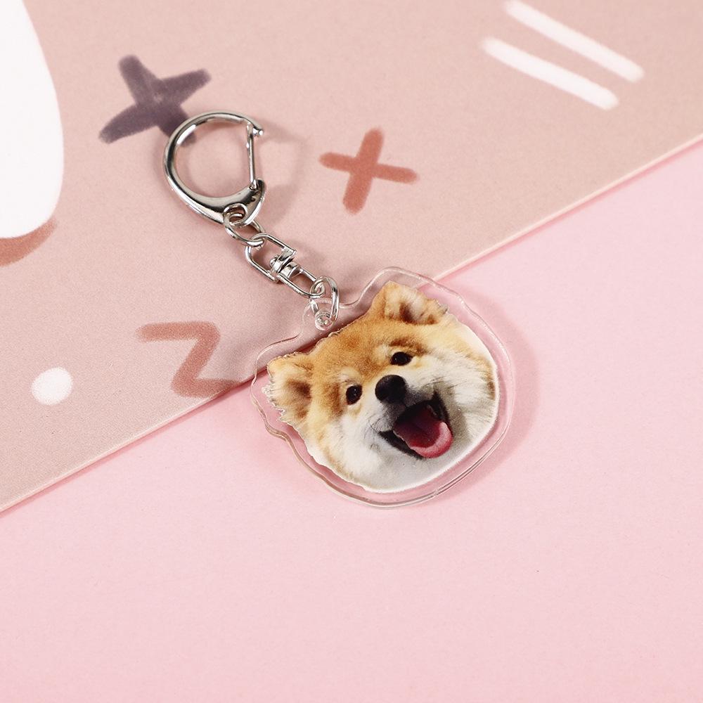 Shiba Inu Puppy Head Keychain - Cute Acrylic Dog Pendant for Decoration