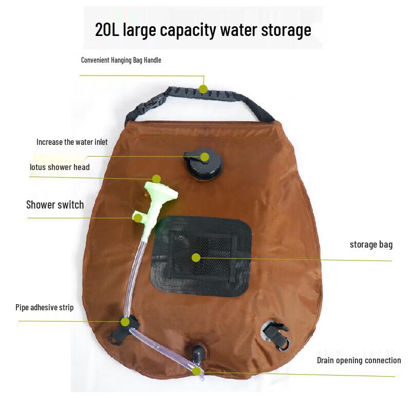 Jingmingda Outdoor 20L Solar Shower Bag