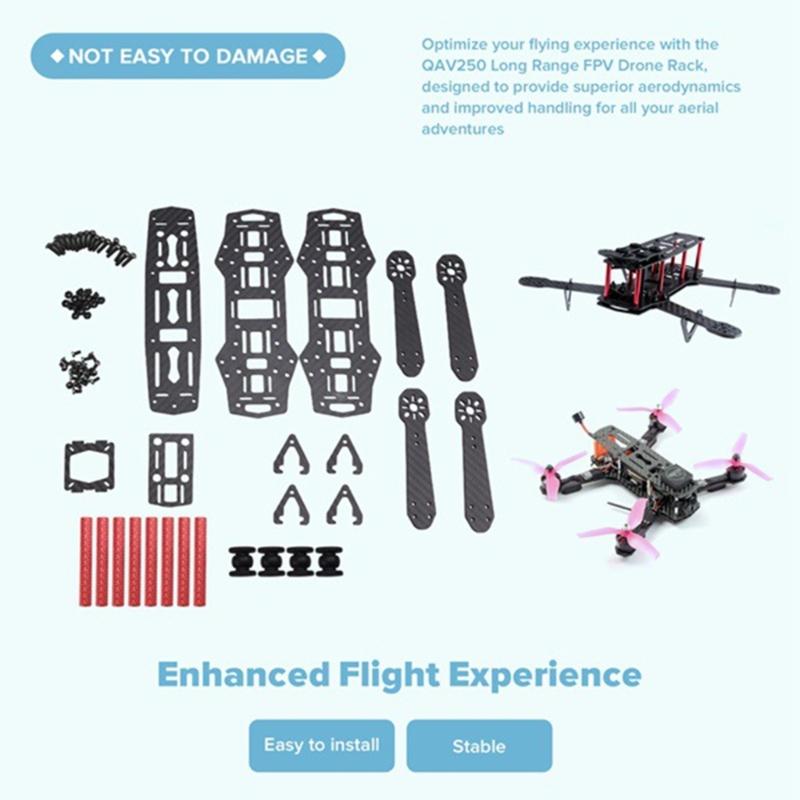 Carbon Fiber Drones Frame Rack For Easy Assembly High Strength Design QAV250 Drones Frame Stable Flight Performances