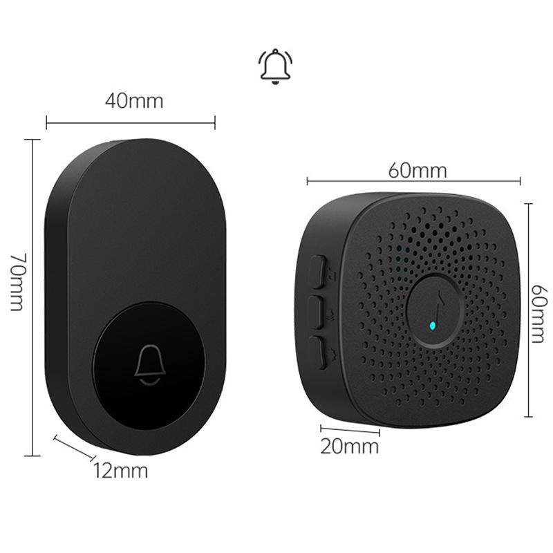 Wireless Doorbell Rain Proof Accurate Control 38 Melodies Portable USB Door Bell Ringer for Home