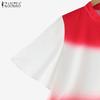 ZANZEA Women Summer Round Neck Casual Half Sleeve Print Blouse