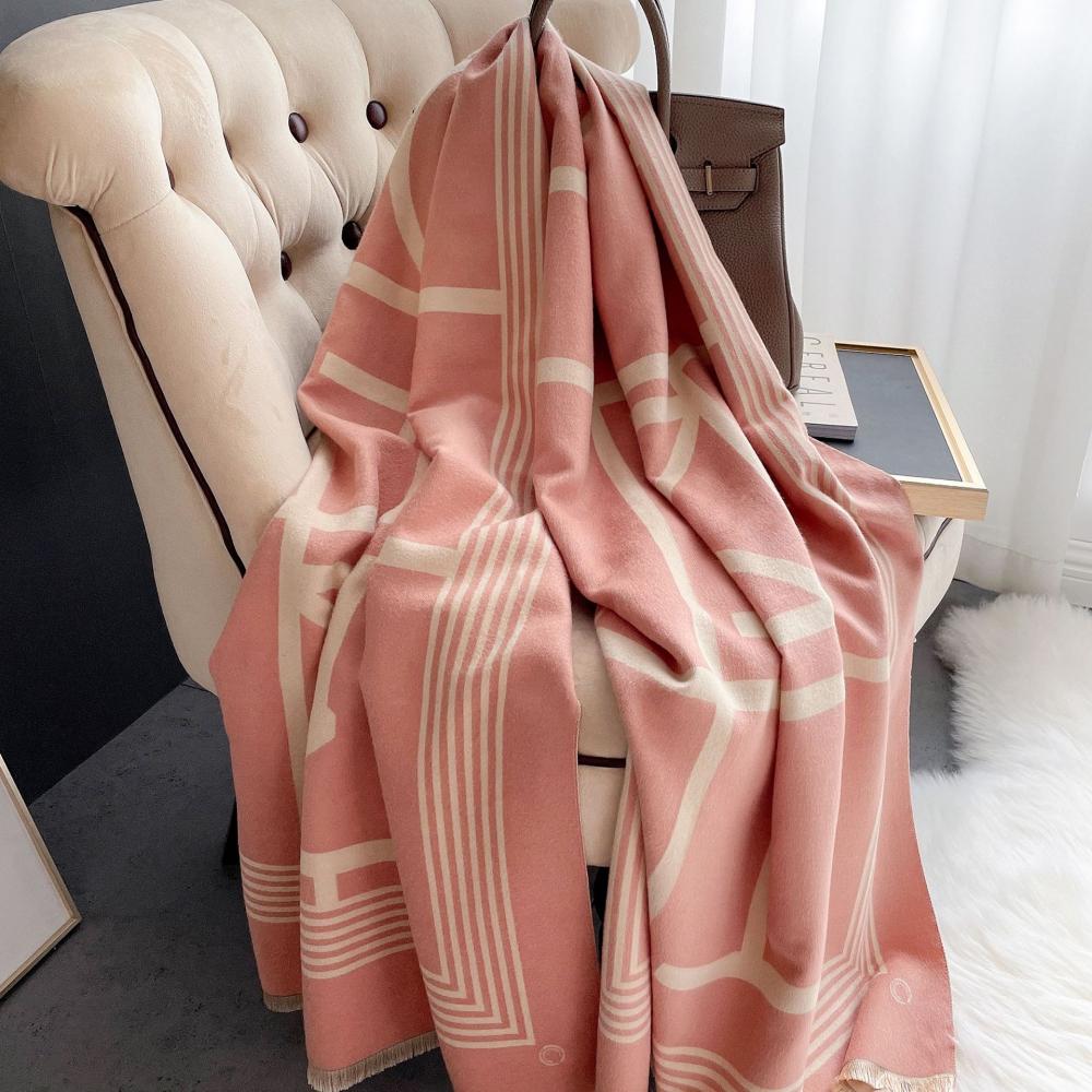 צעיף קשמיר סתיו חורף לנשים צעיף עבה דו-צדדי