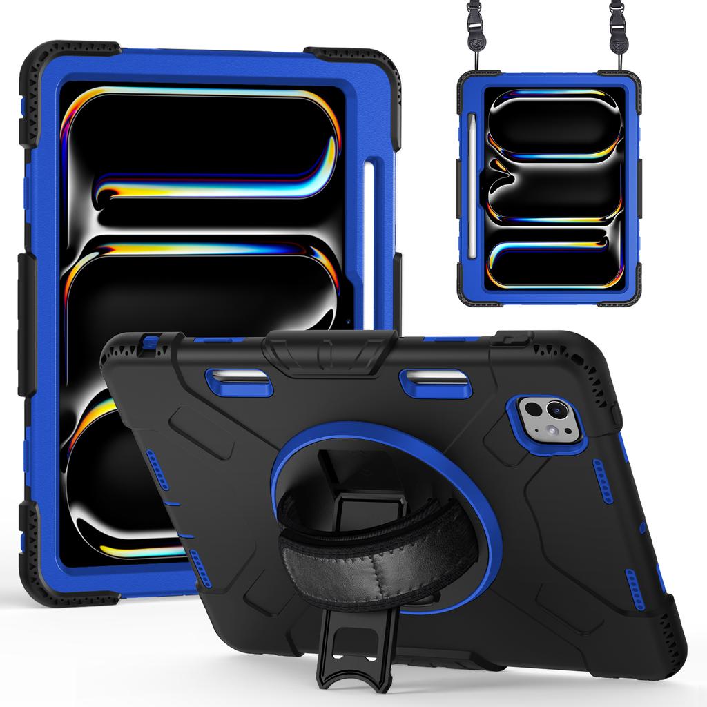 For iPad Pro 11 (2025)/11 (2024) Kickstand Case Anti-Scratch Tablet Cover with Shoulder Strap