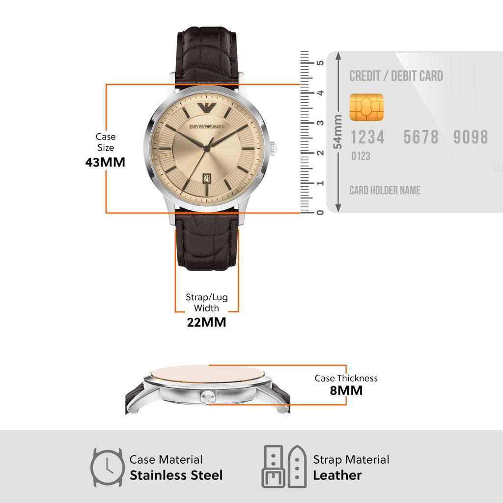 Emporio Armani Analog Leather Watch AR11783 Men's