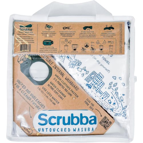 

Портативный мешок для стирки Scrubba, Набор «Неприкосновенный» (5-Pack)  Белый, Неокрашенный, Неотбеленный, Система ручной стирки для отелей, походов и путешествий Легкий, Компактный,