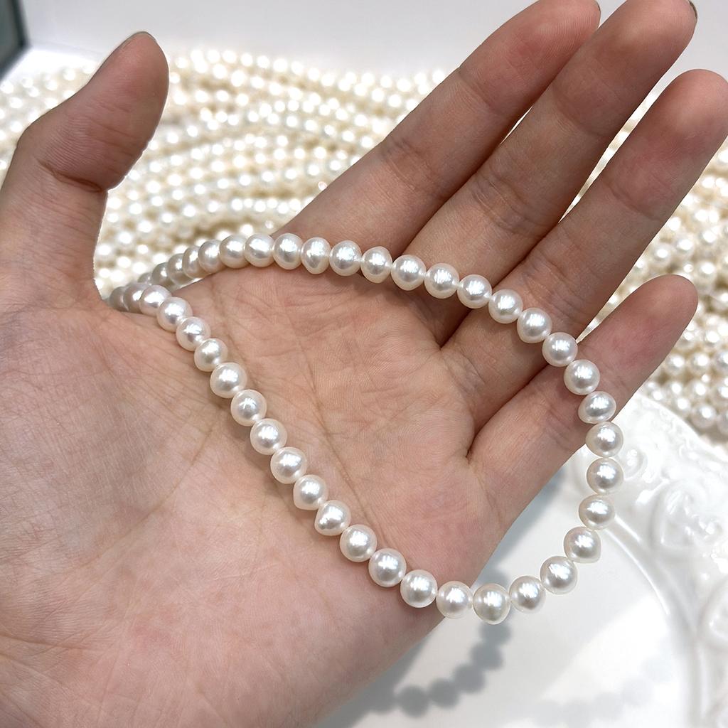 1 Strand Natural Freshwater Pearl White Near Round Beads 5‑6mm 36cm Loose Beads for Jewelry Making DIY Necklace Bracelet