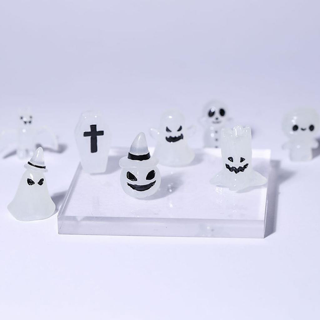 Halloween Decorations, Set Of 8 Small Glow-in-the-Dark Figurines; Pumpkin, Christmas Ornaments
