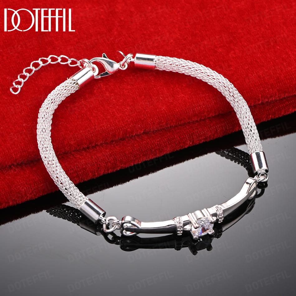 925 Sterling Silver Charming Snake Chain Bracelet Wedding Fashion Gift Jewelry