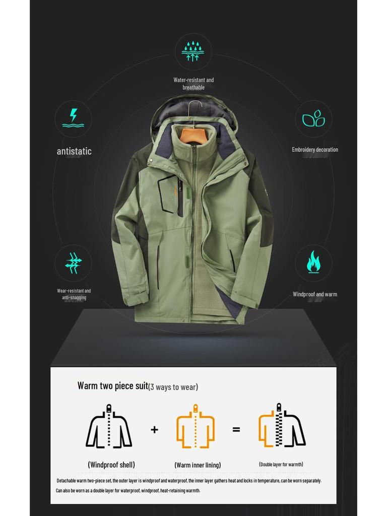 Unisex 3-in-1 Detachable Storm Jacket, Ideal for Cold Weather, Work, and Tibet Travel, Sizes L-8XL