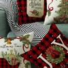 Christmas Pillow Cover Xmas Tree Wreath Print Pillowcase Washable Festive Decor Throw Pillow Case for Living Room Sofa Bedroom