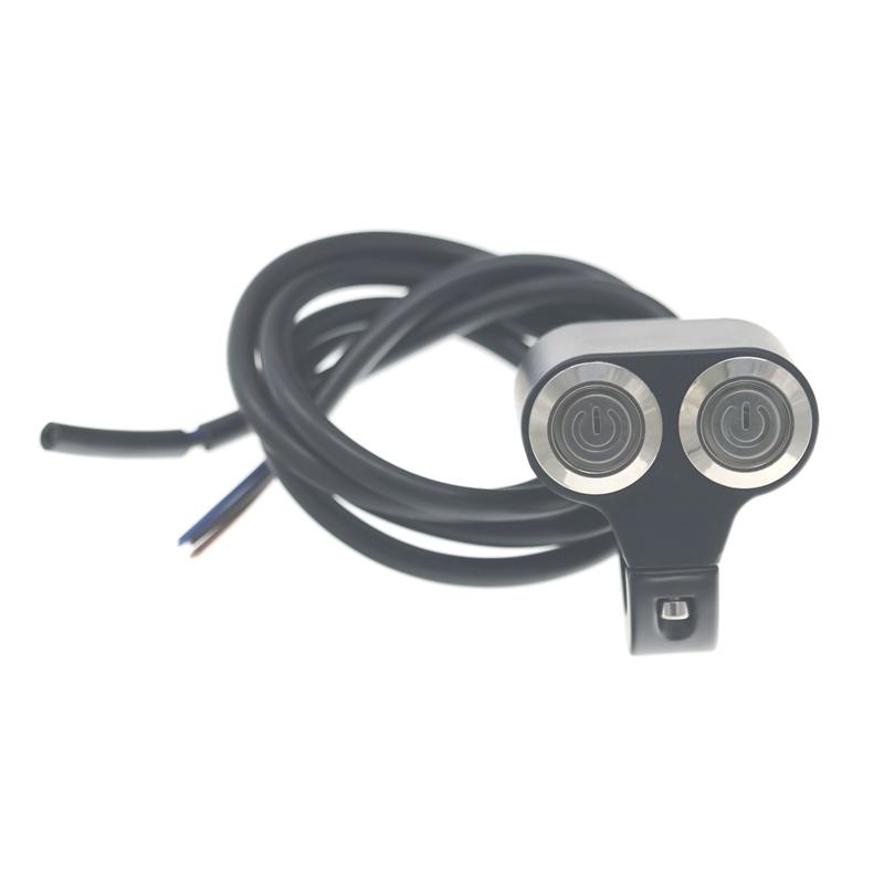 LMoDri Motorcycle Switches 22mm Handlebar Mount Switch Headlight Hazard Brake Fog Light ON-OFF Aluminum Alloy With Led