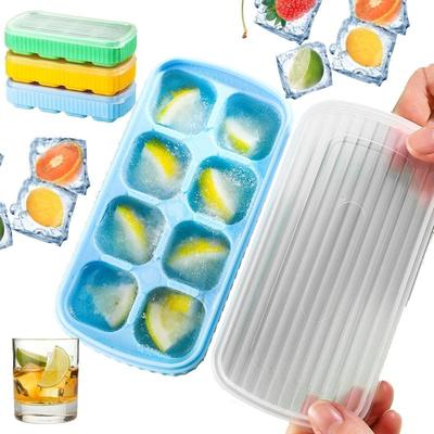 Ice Cube Tray with Lid,Easy-Release Ice Cube Maker Silicone Ice Cube Mold Stackable DIY Homemade Popsicle Mold