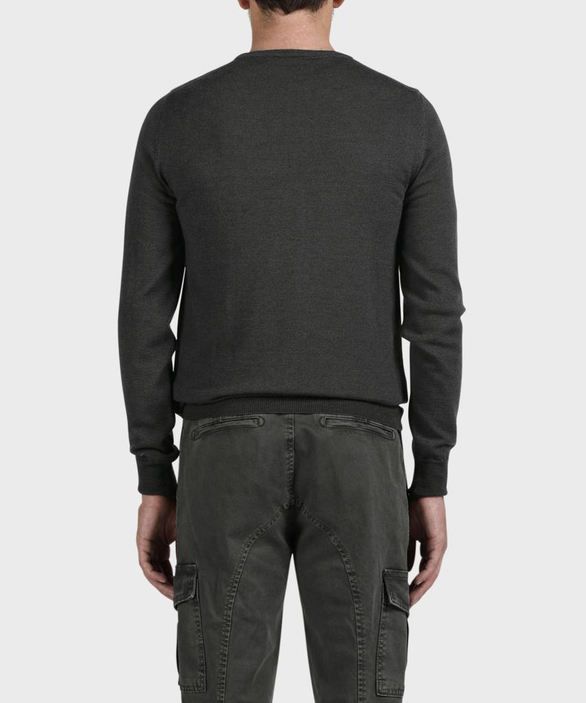 PANICALE Black 100% Merino Wool Crew Neck Knit