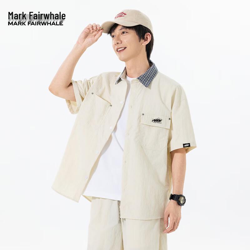 MARK FAIRWHALE Men s Summer Loose Fit Short Sleeve Casual Shirt M