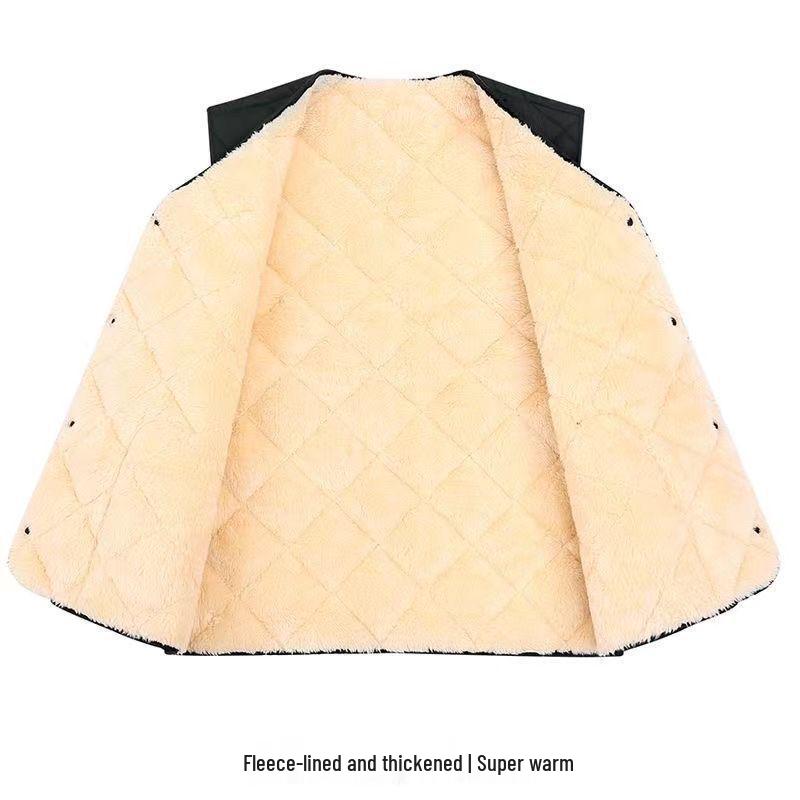 Herrväst i Plusstorlek av Bomull - Höst/Vintervärme med Sammetsfoder, Klassisk Ärmlös Stil för Medelålders Mode.