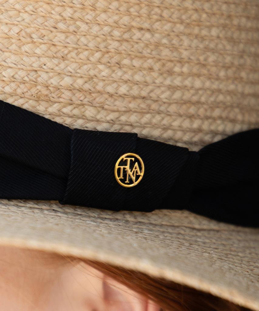 Tatiana Elvia Ribbon Band Natural Raffia Boater Hat Ht8194 Black