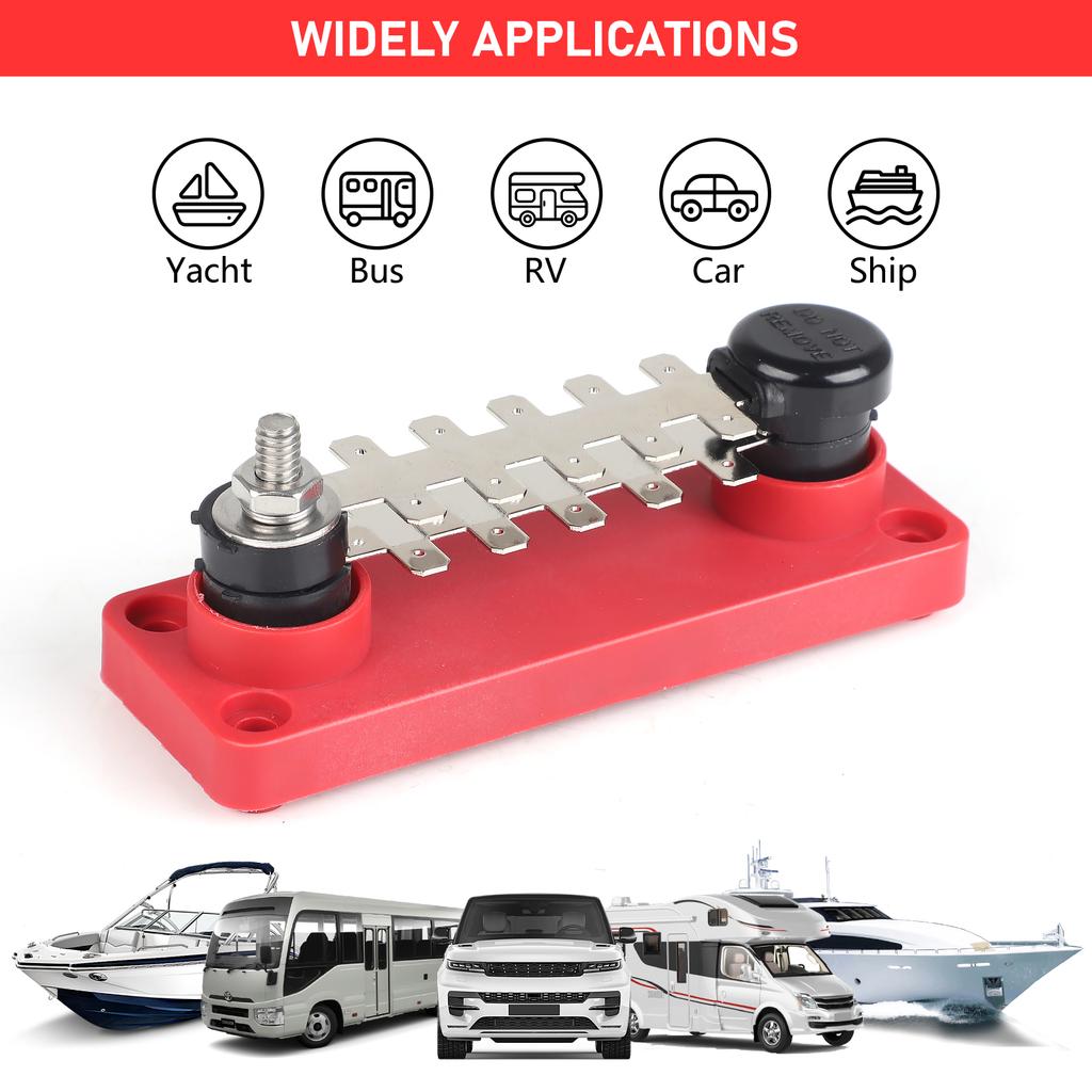 Marine Grade Tab Type Busbar -TTB710N02 20 Points 20A/55A 12V/48VDC Power Distribution Double-Layers Red/Black For Cars RV Boats