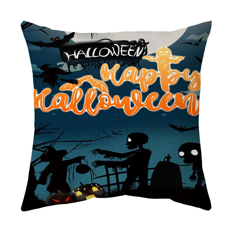 Cushion Pillow Halloween Print Pillow Cover Cushion Peach Skin Short Plush Cushion