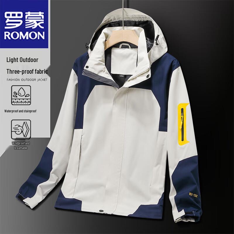 ROMON Men's Spring Autumn Outdoor Jacket with Detachable Hood