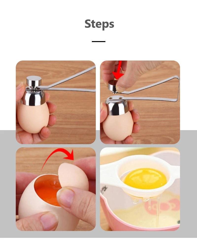 3types Boiled Egg Topper Shell Top Cutter Kitchen Gadgets Tools Raw Eggs Cracker Separator Stainless Steel Egg Knocker Opener