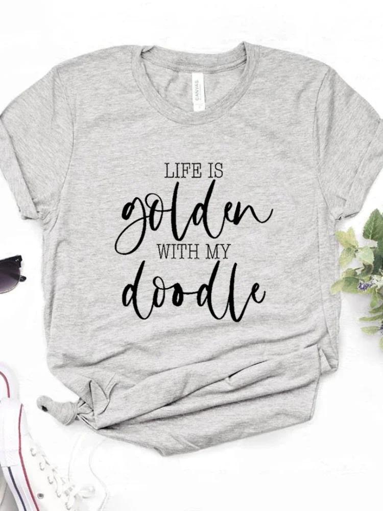 Life Is Golden Letter Print Women T Shirt Short Sleeve O Neck Loose Women Tshirt Ladies Fashion Tee Shirt Tops Camisetas Mujer