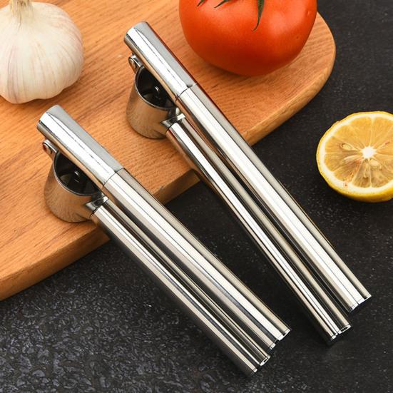 Nerezový lis na česnek Snadné stlačení Ruční sekáček s ergonomickou rukojetí Nerezový drtič česneku pro kuchyň restauraci