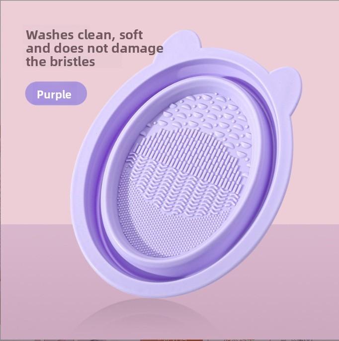 Silicone Washing Bowl Make up Brush Cleaning Box Folding Powder Puff