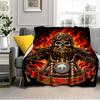 1PC Custom Name Biker Spirit Flames flannel blanket versatile,all-season throw suitable for the living room,bedroom,camping,travel,and gift