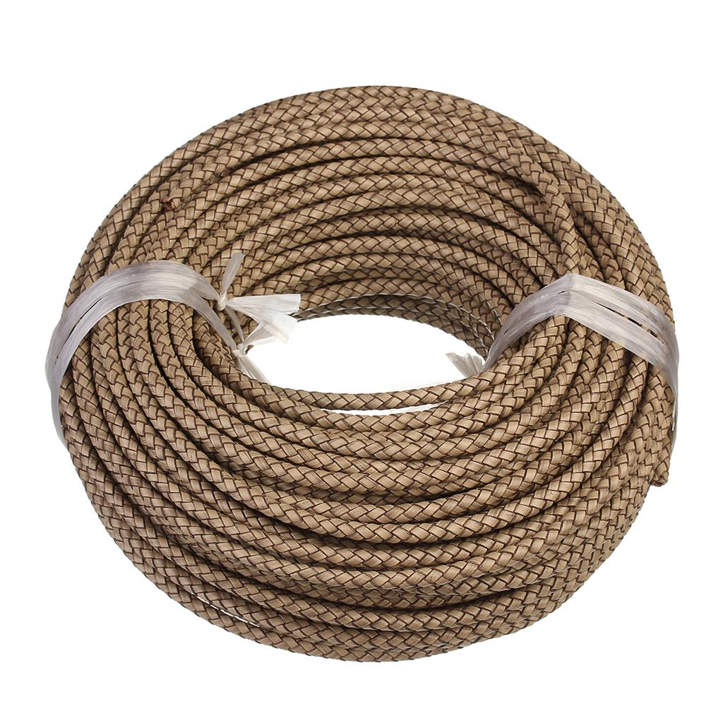 1Meter Round Braided Brown Beige Genuine Leather Cord Thread String 6mm for DIY Men Women Bracelet & Necklace Findings