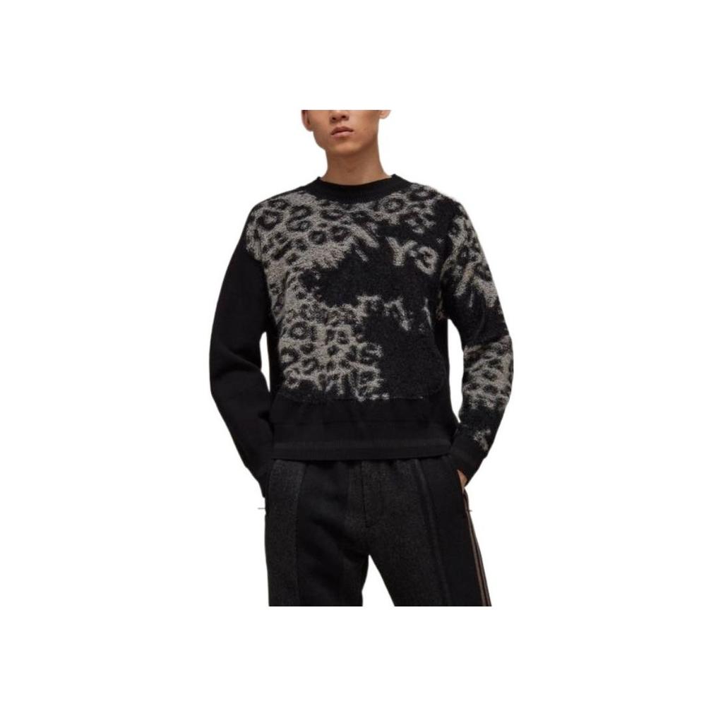 Y-3 FW22 Logo Print Knit Crewneck Sweater Men Sweater Black HN1977