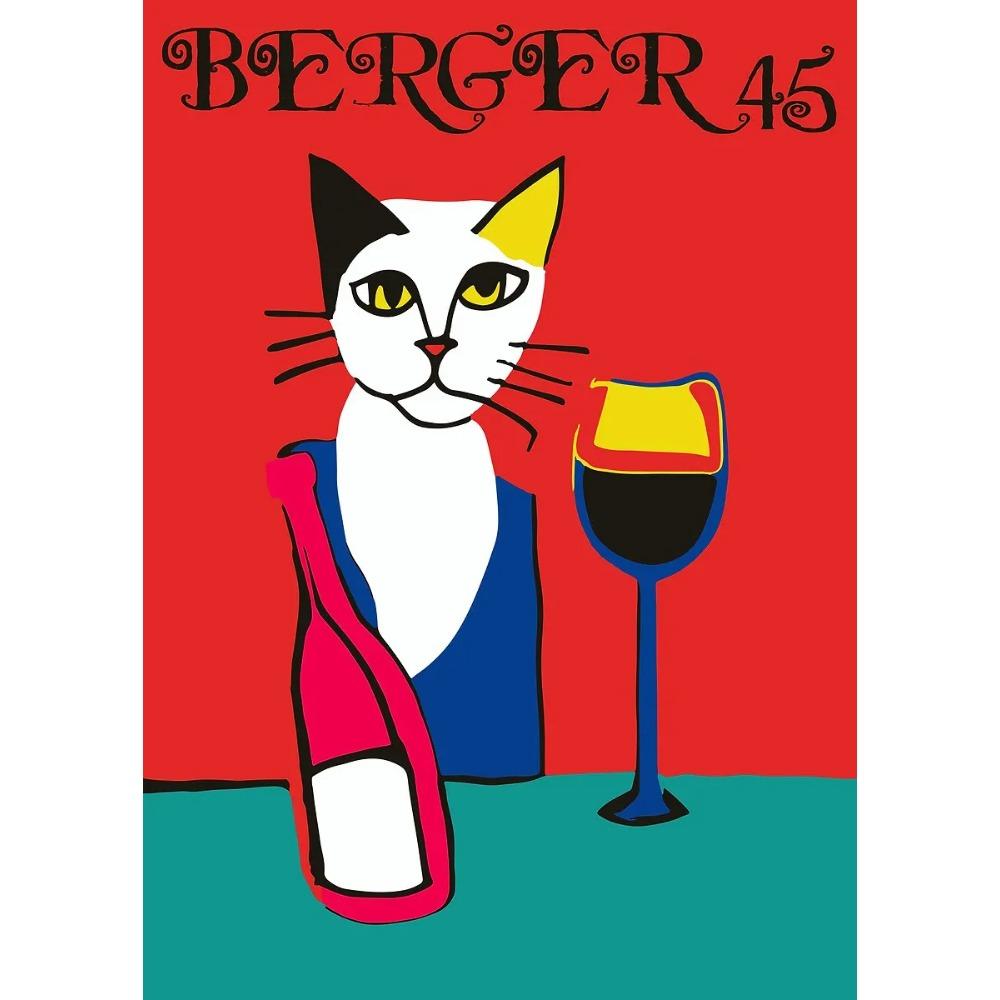 Funny Cats French Jazz and Wine Posters Reading Hobbies Cartoon Prints Canvas Painting Wall Art Pictures Home Living Room Decor