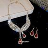 Exquisite Rhinestone Water Drop Tassel Necklace & Earring Set - Luxurious European & American Style