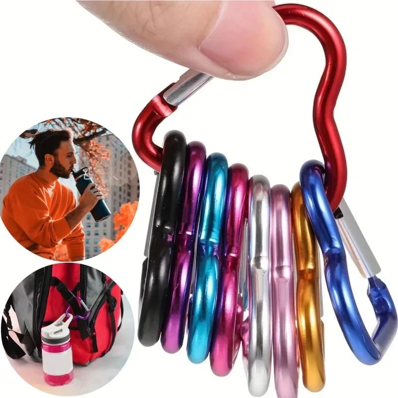 10-100PCS Heart Shaped Aluminum Carabiner for Backpack Gear Clip Water Bottle Hanger Keychain Outdoor Hiking Camping Accessory