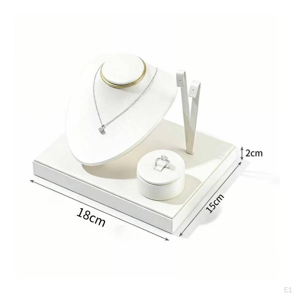 Pu Leather Jewelry Display Stand 3Piece Set Necklace Band Earring Holder Showcase Style for