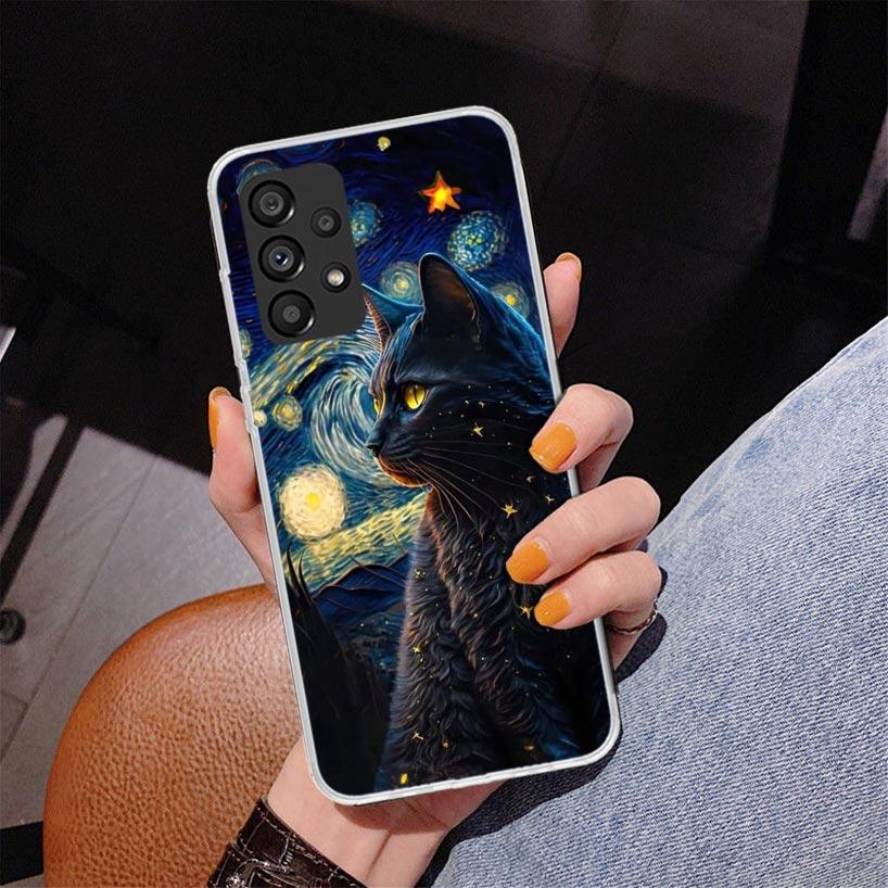 Black Cat Cartoon Cute Phone Case For Samsung Galaxy A17 A16 A15 A14 A13 A57 A56 A55 A54 A53 A37 A36 A35 A34 A33 A26 A25 A24 A23
