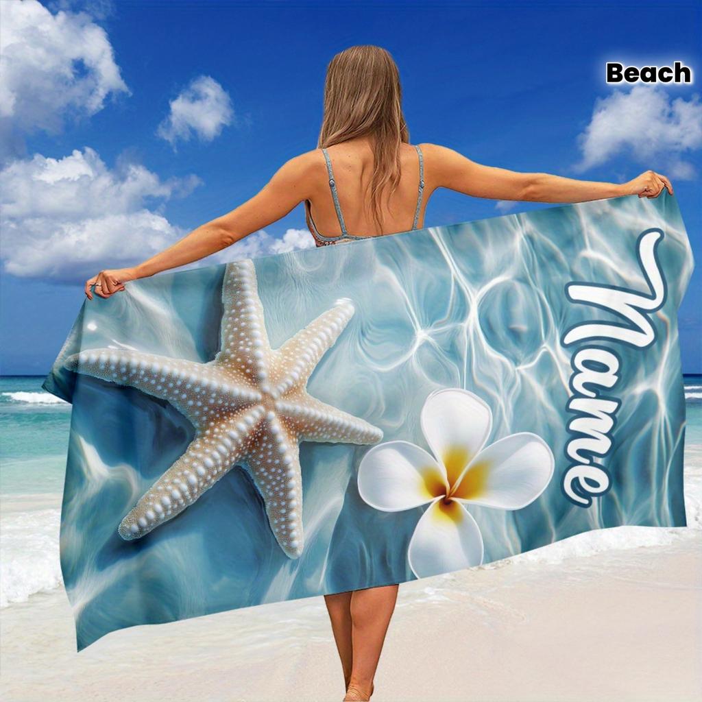 Beach Theme Beach Towel Starfish Shell Printing Microfiber Quick Drying Absorbent Large Bath Towel