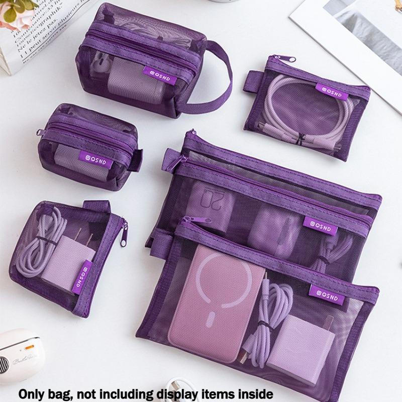 

6pcs Transparent Mesh Coin And Miscellaneous Storage Bags, Three-Dimensional Portable Card Holder, Cosmetic Storage Pouch