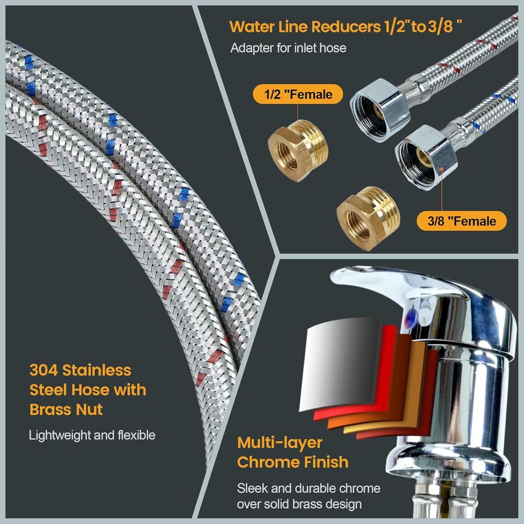 Salon Shampoo Bowl Faucet Vacuum Breaker Kit Spa Beauty Salon Shampoo Bowl Sink Hair Salon Bath Accessories Bathroom Hot Cold Faucet Spray Hose