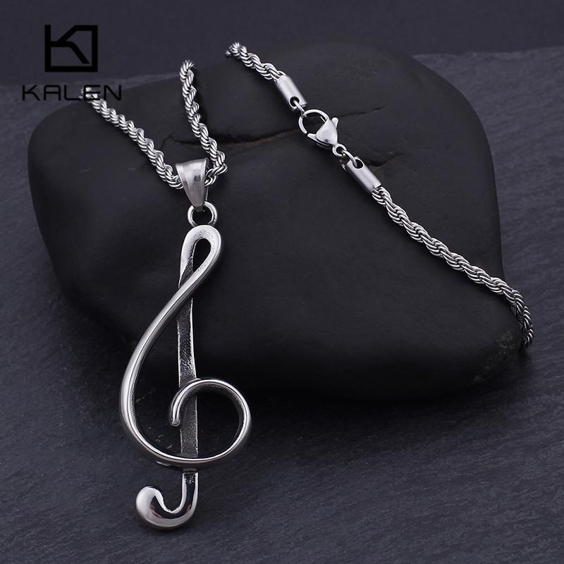 The Treble Clef G Musical Stainless Steel Pendant Necklace For Men Women Charm Chain Couple Jewelry
