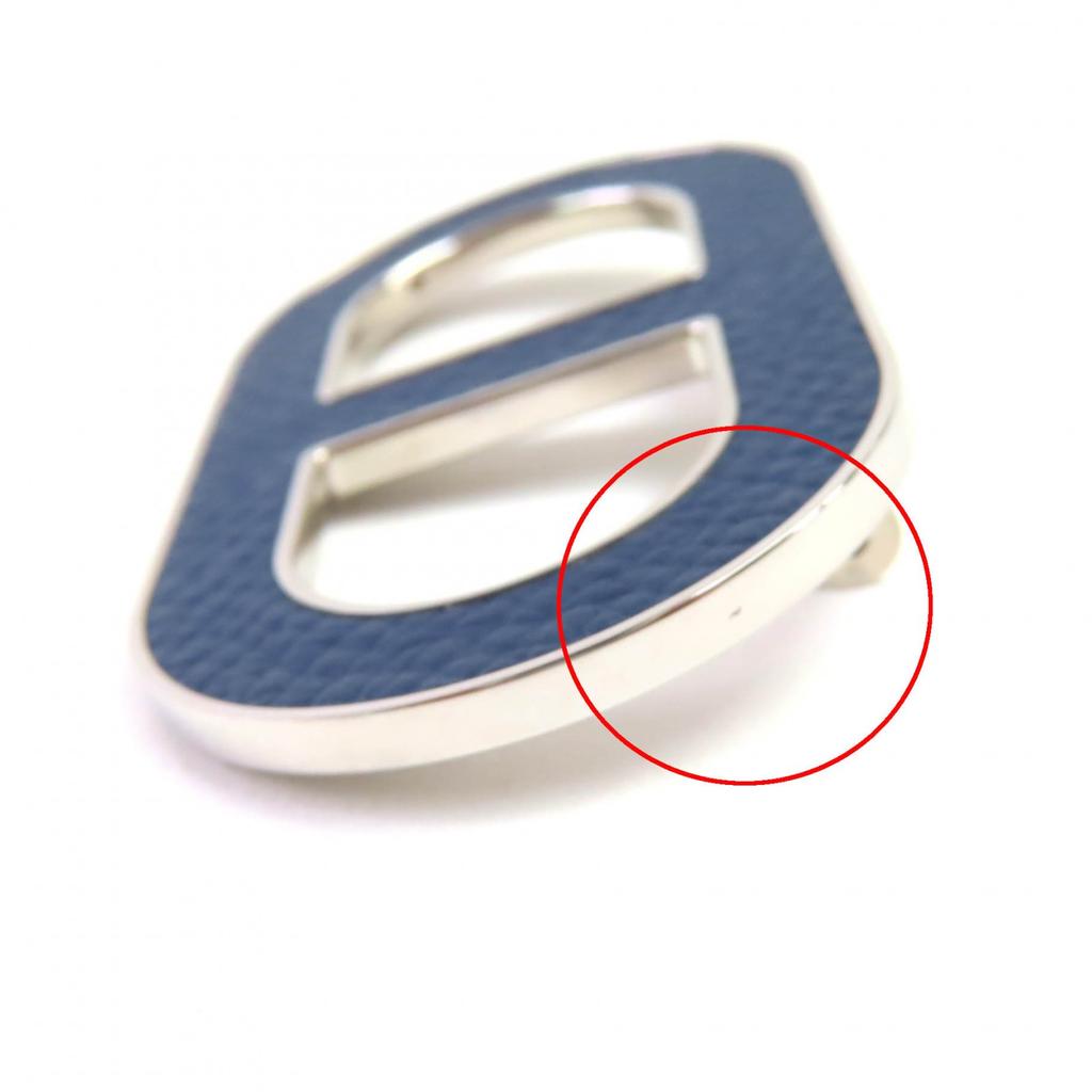 Pristine HERMES Brooch Brooch Chaine d'Ancre Navy leather Women Used